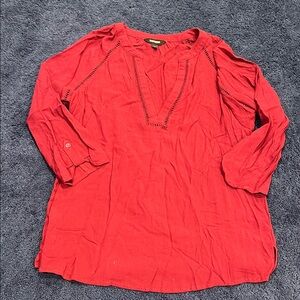 Express Maroon Blouse with V-Neck